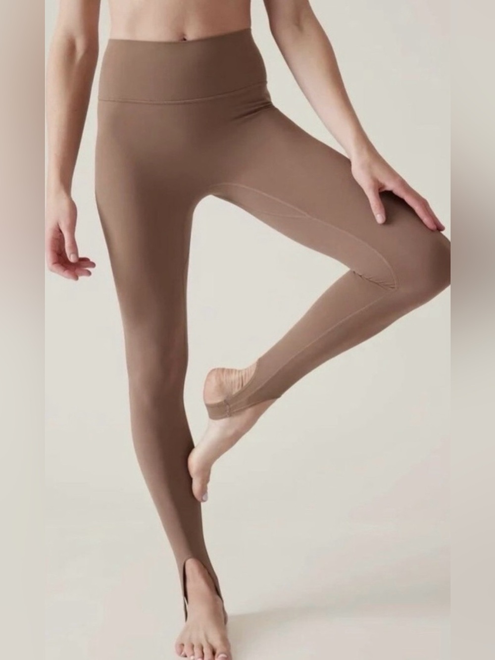 Athleta Beige Transcend Stirrup Tight Legging Yoga Pilates Barre